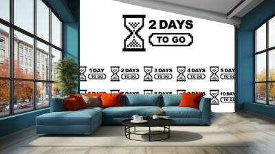 Days left to go from 1 to 10. Geometric label design with hourglass template for sales or retail. Pixel art design. Modern vector illustration Wall mural