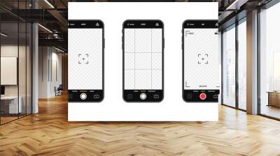 Mobile phones with camera interface. Mobile app application. Photo and video screen. Vector illustration graphic design Wall mural