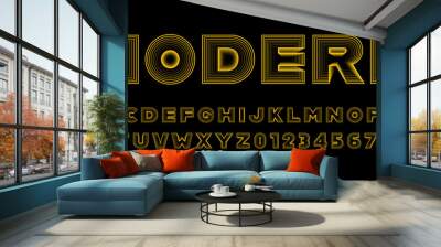 Modern style geometric font with effect of blend lines. Contour abc alphabet for banner, poster, printing, typography, t shirt, book and card. Trendy vector illustration Wall mural