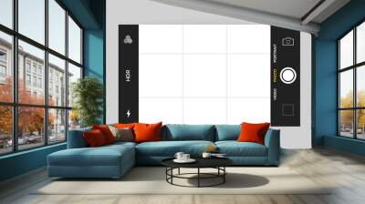 Phone camera interface horizontal view. Mobile app application. Photo shooting. Vector illustration graphic design Wall mural