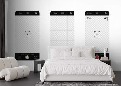 Phone camera interface. Mobile app application. Photo and video shooting. Vector illustration graphic design Wall mural