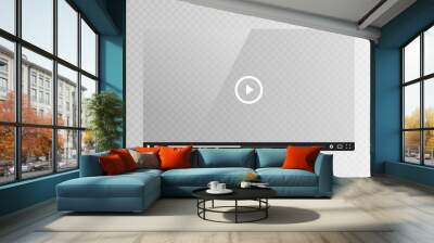 Realistic Video player glass screen isolated on transparent background. Vector illustration Wall mural