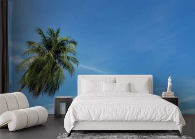 Image of coconut tree with bright blue skies at background Wall mural