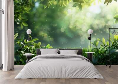 Natural Green Background for Product Showcase - Fresh and Vibrant Botanical Scene Wall mural