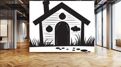 Silhouette of dog house vector icon Wall mural