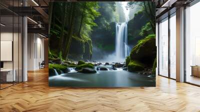 stream in the forest waterfall in the mountains Wall mural