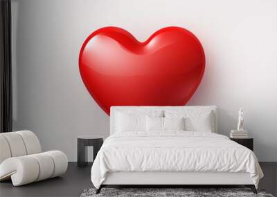 The heart is red. Icon heart symbol love in a realistic 3D style.  Wall mural