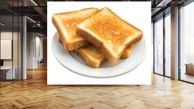 Toast in plate on transparent background Wall mural