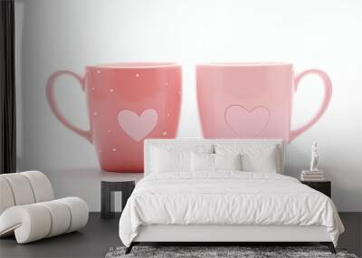 two pink love heart design mugs Wall mural