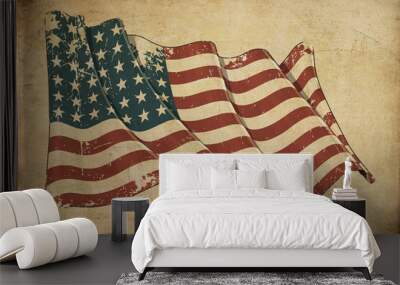 US WWI-WWII (48 stars) Grunge Flag Textured Background Wallpaper Wall mural