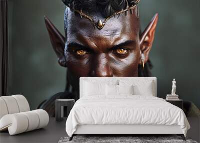 Fantasy Black Elf Character With Pointed Ears Wall mural