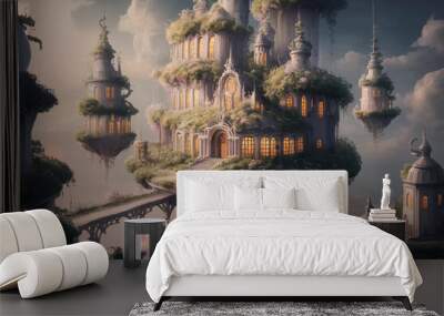 Artistic concept painting of a beautiful tree house. Wall mural