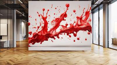 red paint liquid splash isolated against White background Wall mural