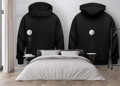 Blank black hoodie template Hoodie sweatshirt long sleeve with clipping path
 Wall mural