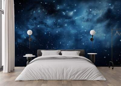 Starry background with blue and white stars and a black background generative ai
 Wall mural