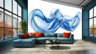 3d glass of abstract shape in the form of a wave isolated on white or transparent background Wall mural