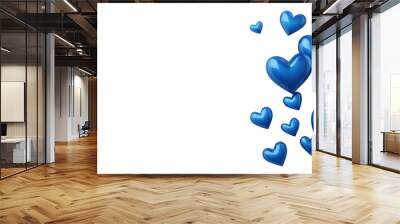 Blue hearts isolated on white or transparent background Wall mural