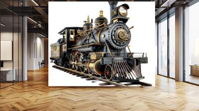 Vintage train isolated on white or transparent background Wall mural