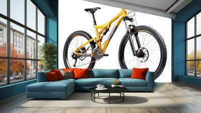 Yellow mountain bike isolated on white or transparent background Wall mural