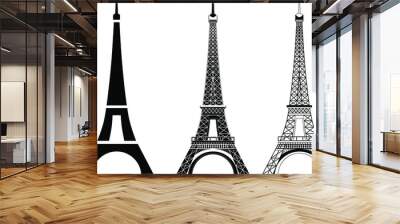 Silhouette and isolate Eiffel tower at Paris of France. Wall mural