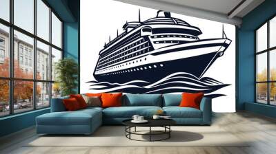 Ocean Liner Vector Design Cruise Ship Silhouette Wall mural