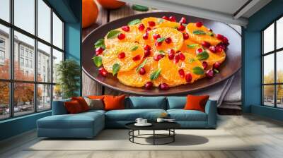 Citrus salad: tangerine, pomegranate and mint Wall mural