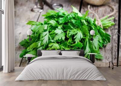 organic fresh bunch of parsley closeup Wall mural