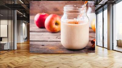 Smoothies with red apple and cinnamon in a glass mason jar Wall mural