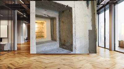 Inside view of windows and room of a German second world war bunker in Cap Ferret, France. Wall mural