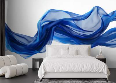 Cloth, Silk fabric, transparent fabric flying wave background fashion satin motion drapery scarf flying chiffon veil isolated on transparent white background Wall mural