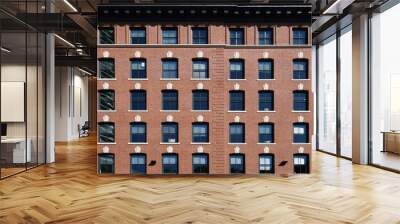  facade view of old brick wall building in the city Wall mural