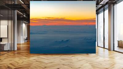 aerial view of cloud and twilight sky after sunset from airplane Wall mural