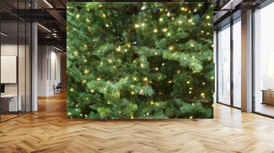 Close up on Christmas tree with light Wall mural