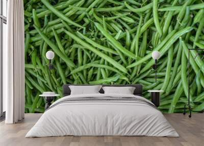 close up on green bean pod as food background Wall mural