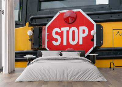 close up on stop sign on the school bus Wall mural