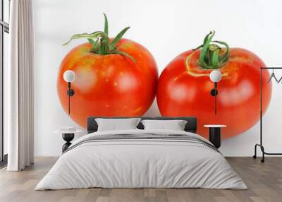 fresh farm picked tomatoes isolated on white background Wall mural