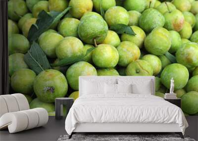 fresh green plum as food background Wall mural