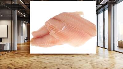 fresh raw tilapia fish fillet isolated on white background Wall mural