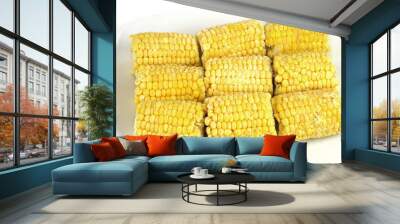 frozen corn in dish on white background Wall mural