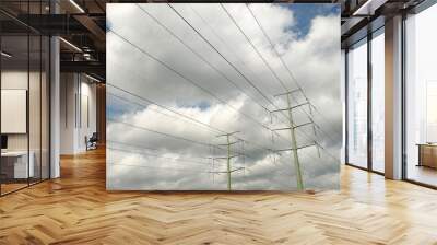 power line under cloudy sky Wall mural