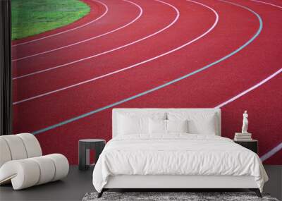 red outdoor running track in sport field Wall mural