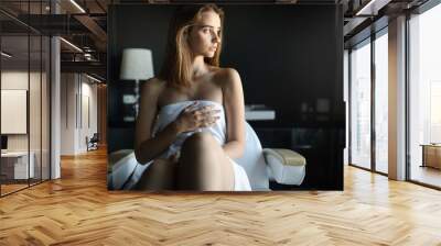 Beautiful young healthy woman relaxing in spa salon Wall mural