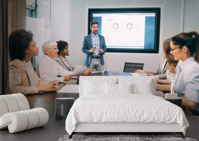 Business colleagues having meeting in conference room in office Wall mural