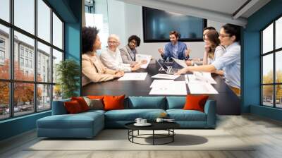 Business meeting and teamwork by business people Wall mural