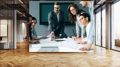 Business people conference in modern meeting room Wall mural