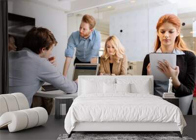 Business people working in office Wall mural