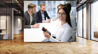 Business people working together on project and brainstorming in office Wall mural