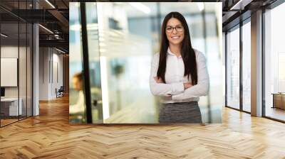 businesswoman at workplace office Wall mural