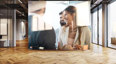 Collaboration and analysis by business people working in office Wall mural