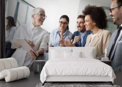 Corporate business team and manager in a meeting Wall mural